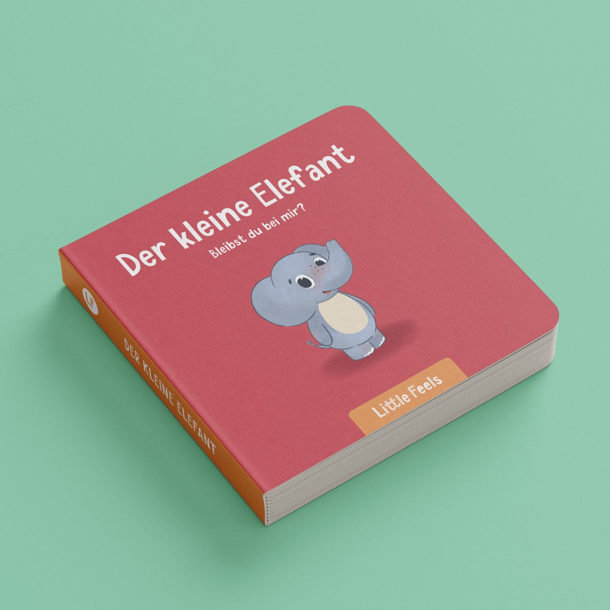 Children's book titled 'Der kleine Elefant' with a cartoon elephant on a green background